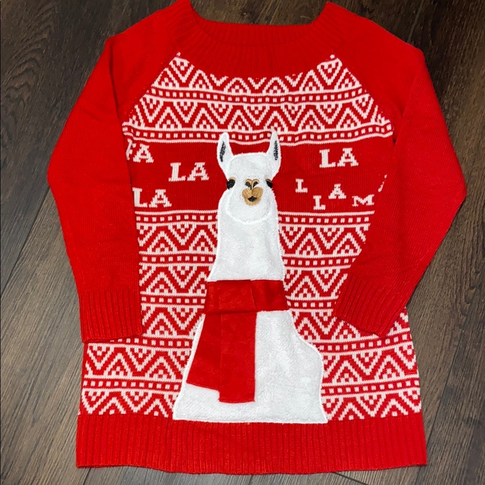Red Llama Pattern Sweater